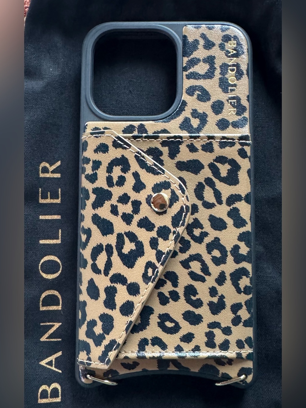 Bandolier Leopard Print Card Pocket iPhone Case 15 Pro Max - NWT
